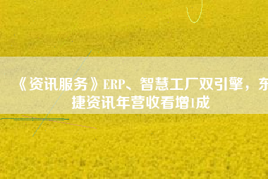 《資訊服務(wù)》ERP、智慧工廠雙引擎，東捷資訊年營收看增1成