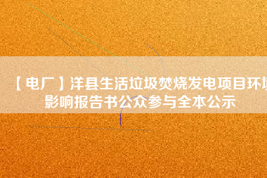【電廠】洋縣生活垃圾焚燒發(fā)電項(xiàng)目環(huán)境影響報(bào)告書(shū)公眾參與全本公示