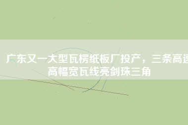 廣東又一大型瓦楞紙板廠投產(chǎn)，三條高速高幅寬瓦線亮劍珠三角