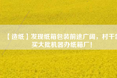 【造紙】發(fā)現(xiàn)紙箱包裝前途廣闊，村干部買大批機器辦紙箱廠！