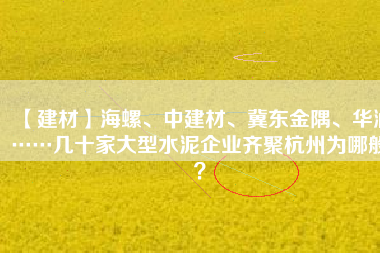 【建材】海螺、中建材、冀東金隅、華潤(rùn)……幾十家大型水泥企業(yè)齊聚杭州為哪般？