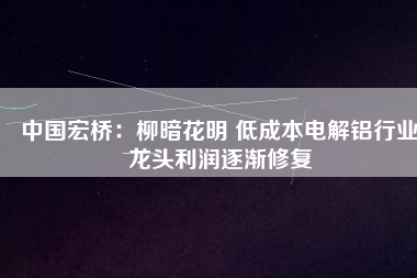 中國宏橋:柳暗花明 低成本電解鋁行業(yè)龍頭利潤逐漸修復