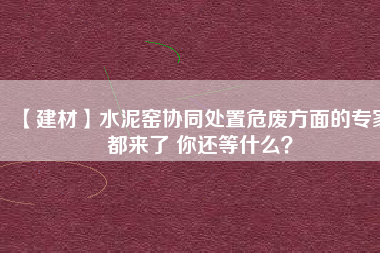 【建材】水泥窯協(xié)同處置危廢方面的專家都來了 你還等什么？