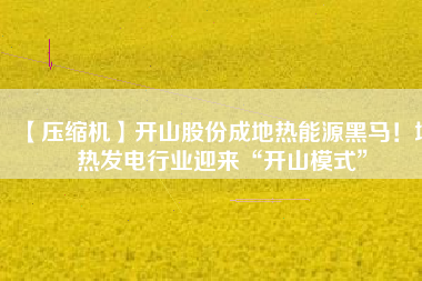 【壓縮機(jī)】開山股份成地?zé)崮茉春隈R！地?zé)岚l(fā)電行業(yè)迎來“開山模式”