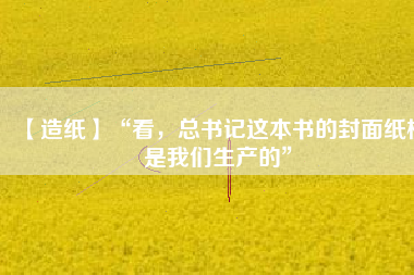 【造紙】“看，總書記這本書的封面紙板是我們生產(chǎn)的”