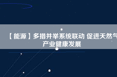 【能源】多措并舉系統(tǒng)聯(lián)動 促進天然氣產業(yè)健康發(fā)展