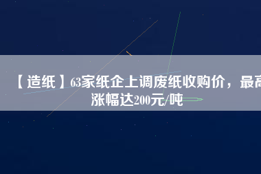 【造紙】63家紙企上調(diào)廢紙收購(gòu)價(jià)，最高漲幅達(dá)200元/噸