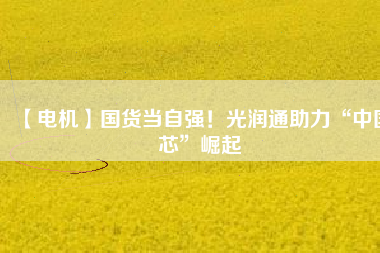 【電機】國貨當(dāng)自強！光潤通助力“中國芯”崛起
          