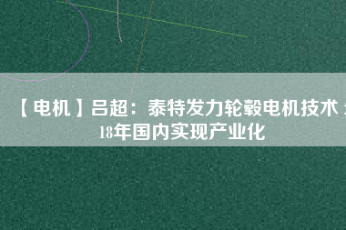 【電機(jī)】呂超:泰特發(fā)力輪轂電機(jī)技術(shù) 2018年國(guó)內(nèi)實(shí)現(xiàn)產(chǎn)業(yè)化