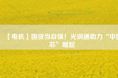 【電機】國貨當(dāng)自強！光潤通助力“中國芯”崛起
          