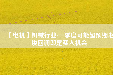 【電機】機械行業(yè):一季度可能超預期,板塊回調即是買入機會
          