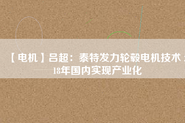 【電機(jī)】呂超:泰特發(fā)力輪轂電機(jī)技術(shù) 2018年國(guó)內(nèi)實(shí)現(xiàn)產(chǎn)業(yè)化